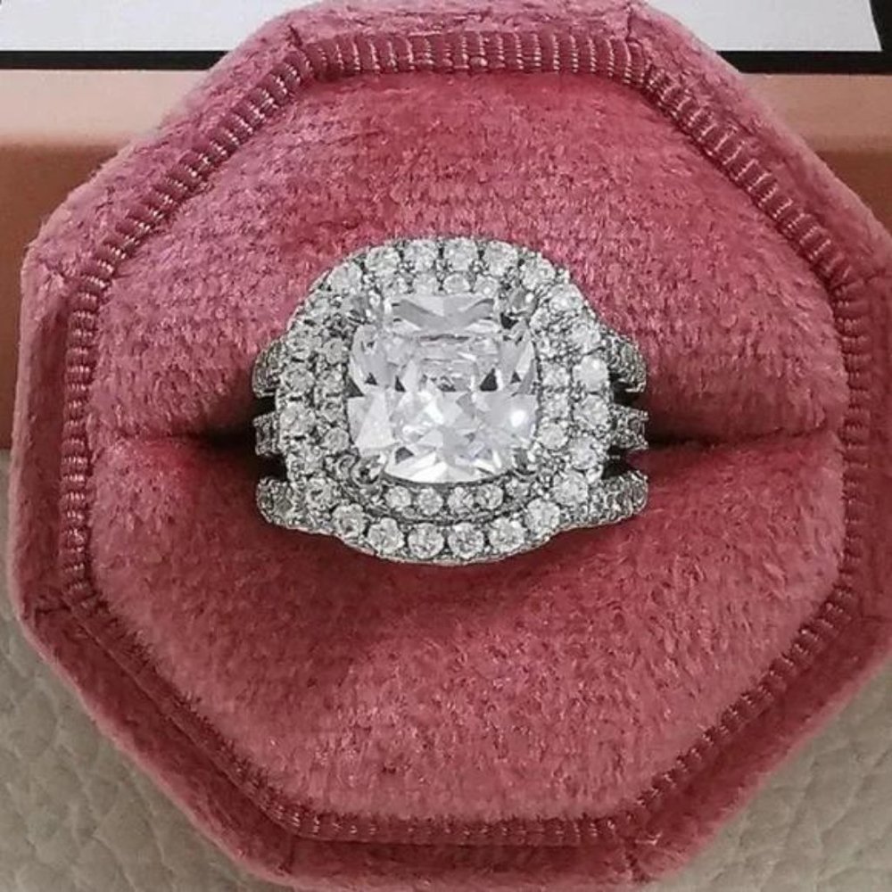 NEW LUXURY ENGAGEMENT 925 STERLING SILVER DIAMOND RING, CUTE RING, SHINY RING. - Picture 7 of 7